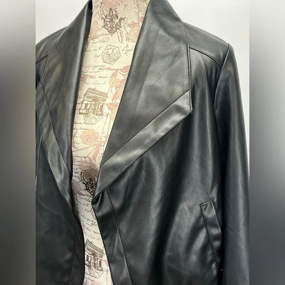 CHASER Black faux leather waterfall jacket size‎ S - Picture 2 of 12